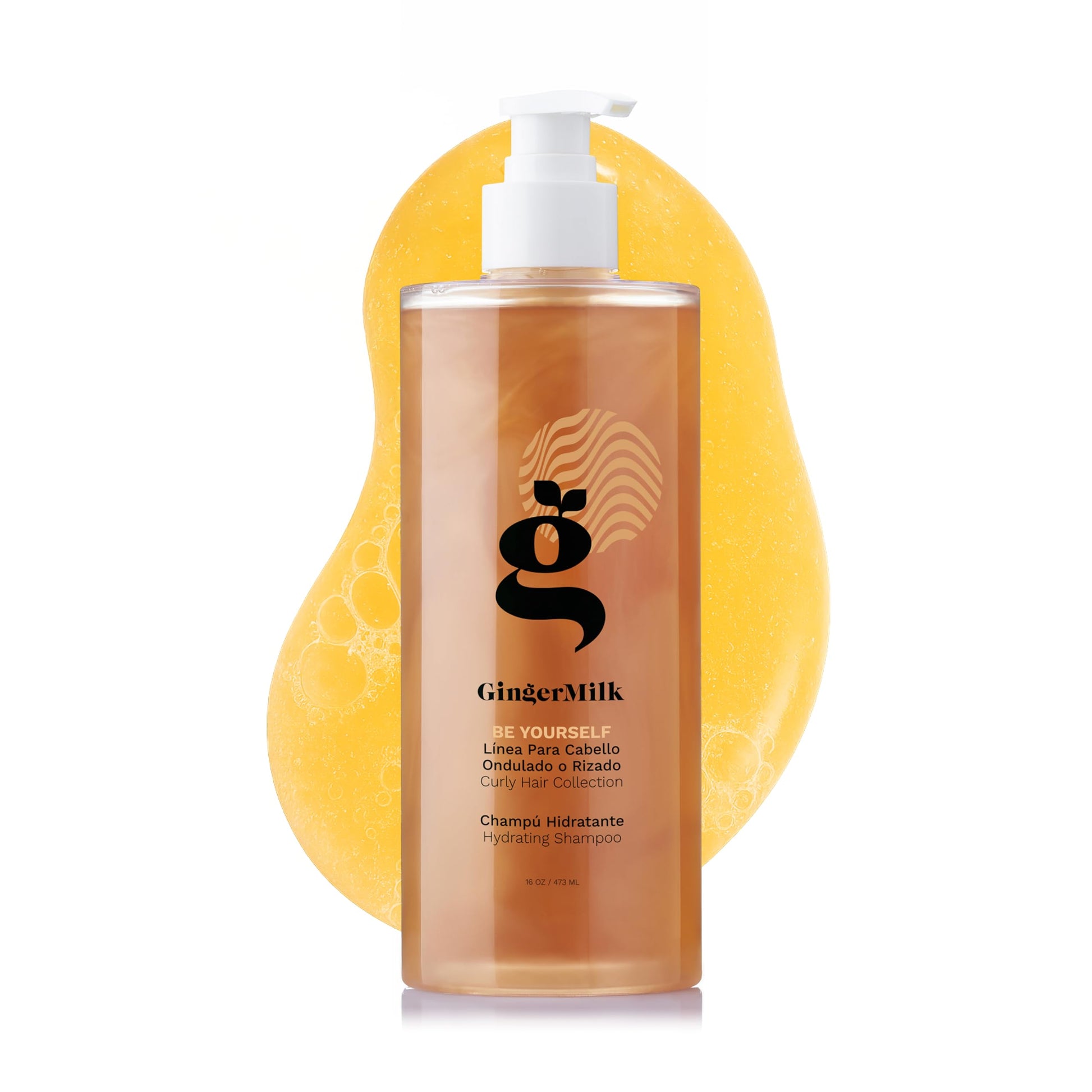 Ginger Milk - Shampoo hidratante para cabello rizado, ondulado y enroscado, fórmula nutritiva para rizos definidos, control del encrespamiento y brillo, sin sulfato, sé tú mismo, 16 onzas
