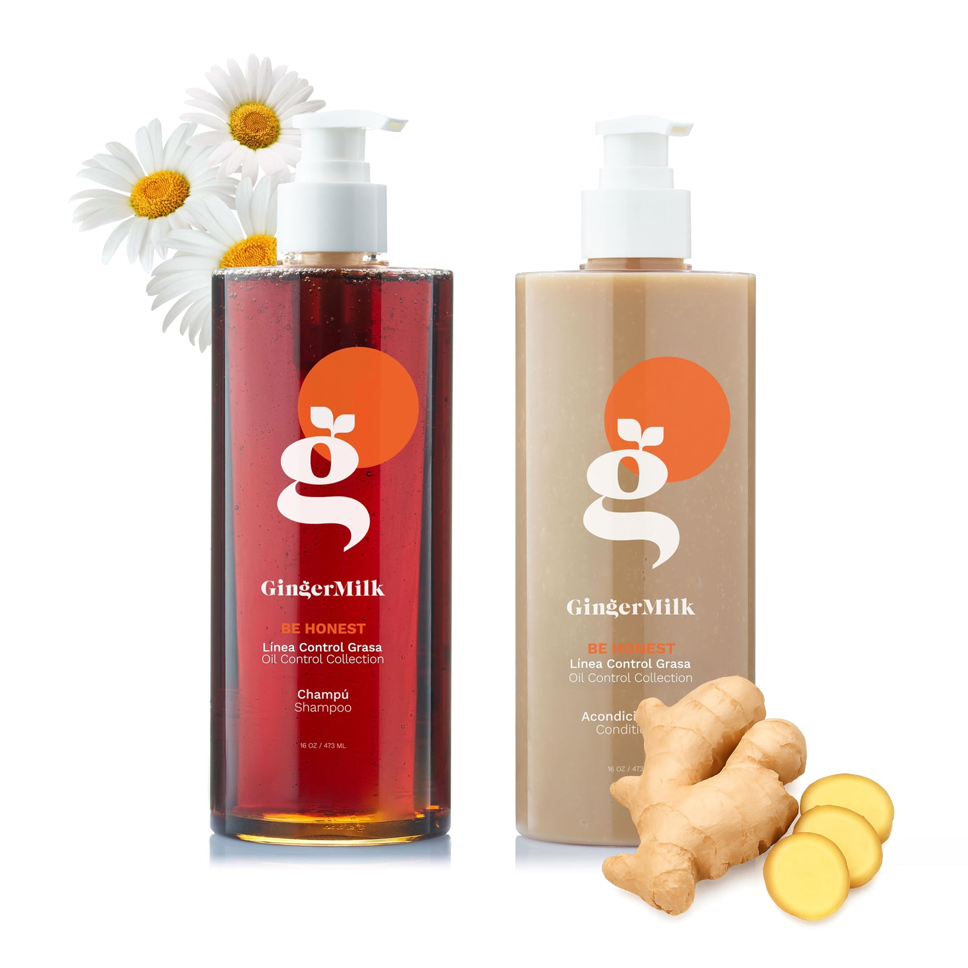 Ginger Milk - Shampoo y Conditioner para cabello graso y normal, limpieza profunda, equilibra los aceites del cuero cabelludo, nutre, hidrata, fortalece el cabello, sin sulfatos