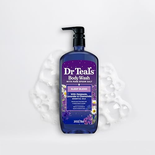 Dr Teal's - Gel de baño con sal pura de Epsom, diurno/nocturno con vitamina C y mezcla para dormir, 24 onzas líquidas (paquete de 2)