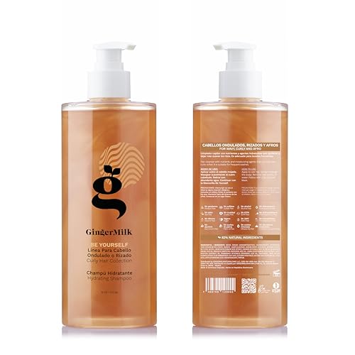 Ginger Milk - Shampoo hidratante para cabello rizado, ondulado y enroscado, fórmula nutritiva para rizos definidos, control del encrespamiento y brillo, sin sulfato, sé tú mismo, 16 onzas