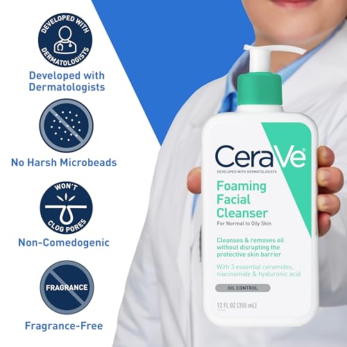 CeraVe - Limpiador facial espumoso, 16 onzas de CeraVe