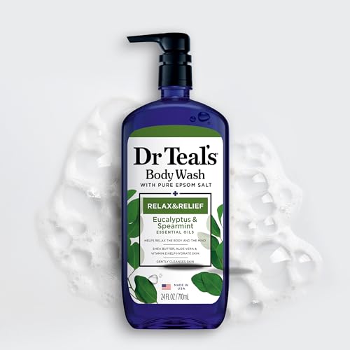Dr Teal's - Gel de baño con sal pura de Epsom, lavanda y eucalipto, 24 onzas líquidas (paquete de 2)