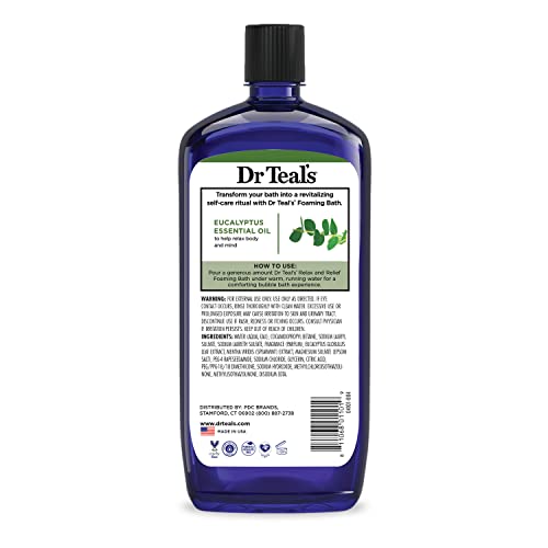 Dr Teal's - Baño espumoso con sal pura de Epsom, lavanda y eucalipto, 2 unidades, 68 onzas líquidas en total
