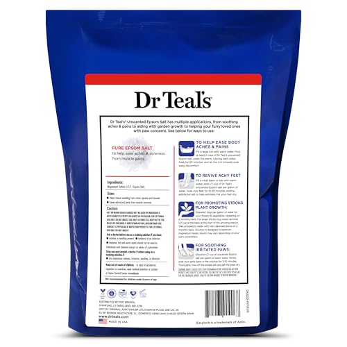 Dr Teal's - Sal pura de Epsom Sulfato de magnesio a granel USP, sin fragancia, 19 libras