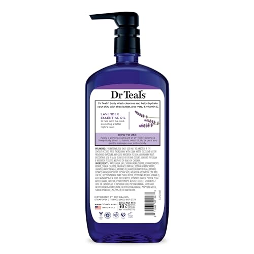 Dr Teal's - Gel de baño con sal pura de Epsom, calma y duerme con lavanda, 24 onzas líquidas (paquete de 2)
