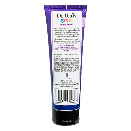Dr Teal's - Loción corporal Kids Sleep con mezcla de melatonina y aceites esenciales, 8 onzas líquidas