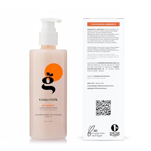 Ginger milk - Acondicionador leave-in con leche de jengibre para cabello graso. Mejora el brillo, la manejabilidad y controla el encrespamiento. Sin parabenos, alcohol ni sulfato. | BE HONEST (8 fl oz.)