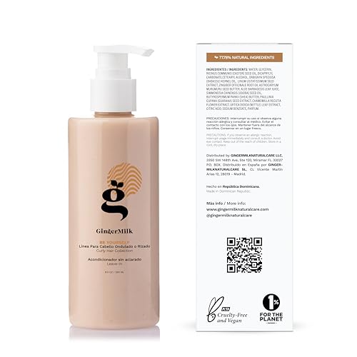 Ginger Milk - Leave-in Acondicionador con leche de jengibre para cabello rizado, ondulado y enrollado | Hidrata, nutre y fortalece | Crema para rizos y productos para el cabello rizado Be Yourself 8.5 oz