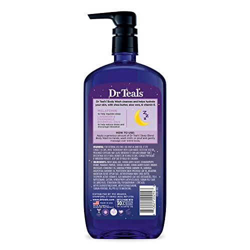 Dr Teal's - Gel de baño con sal pura de Epsom, diurno/nocturno con vitamina C y mezcla para dormir, 24 onzas líquidas (paquete de 2)