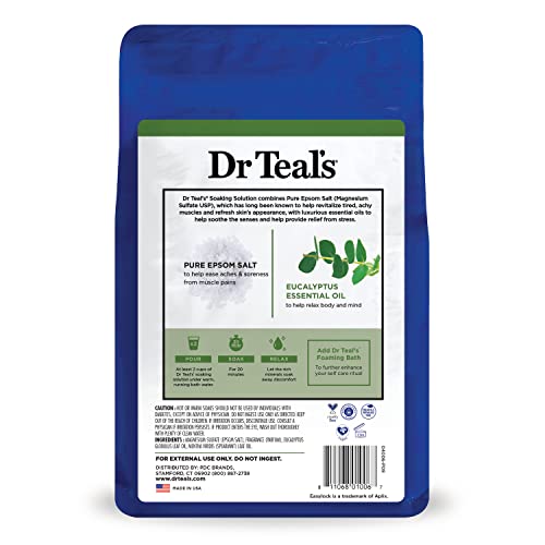 Dr Teal's - Sal de Epsom pura, lavanda, eucalipto y paquete de trío de bienestar, 3 libras (paquete de 3)