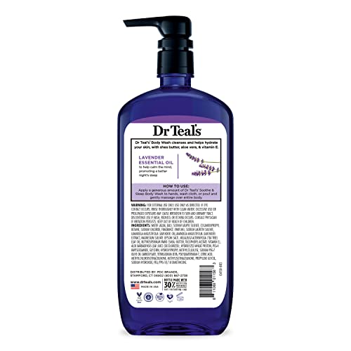 Dr Teal's - Gel de baño con sal pura de Epsom, lavanda y eucalipto, 24 onzas líquidas (paquete de 2)