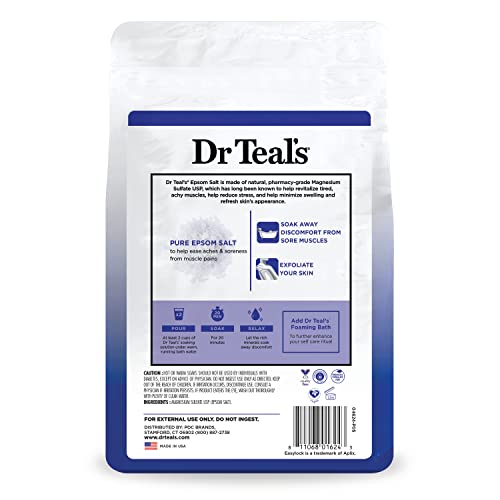 Dr Teal's - Sal de Epsom pura, sin fragancia, 4 lbs (el empaque puede variar)