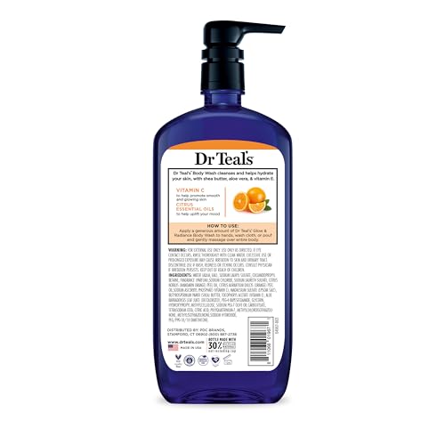Dr Teal's - Gel de baño con sal pura de Epsom, diurno/nocturno con vitamina C y mezcla para dormir, 24 onzas líquidas (paquete de 2)