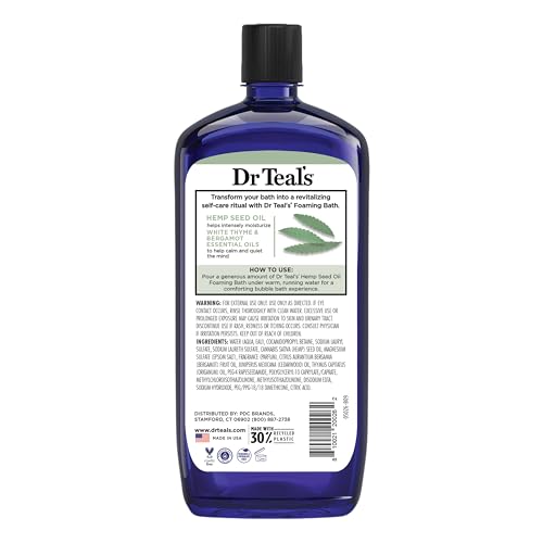 Dr Teal's - Baño espumoso con sal pura de Epsom, aceite de semilla de cáñamo de cannabis sativa, 34 onzas líquidas (paquete de 2)