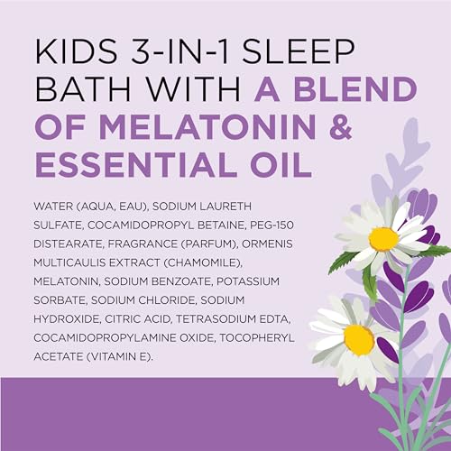 Dr Teal's - Baño de sueño 3 en 1 para niños: baño de burbujas, gel de baño corporal y champú con melatonina y aceite esencial, 20 onzas líquidas (paquete de 3)
