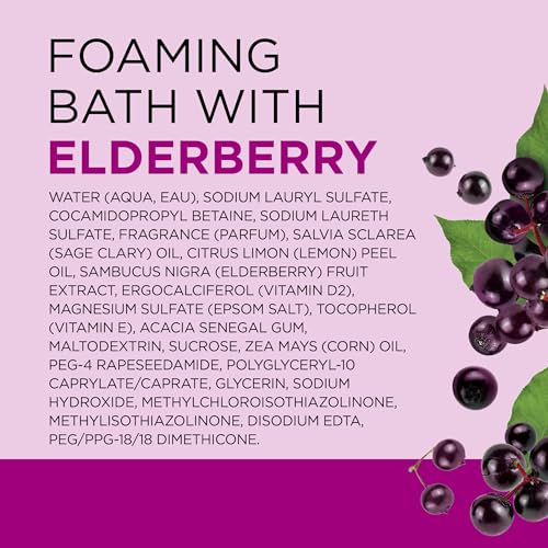 Dr Teal's - Baño espumoso con sal pura de Epsom, saúco negro con vitamina D, 34 onzas líquidas (paquete de 2)