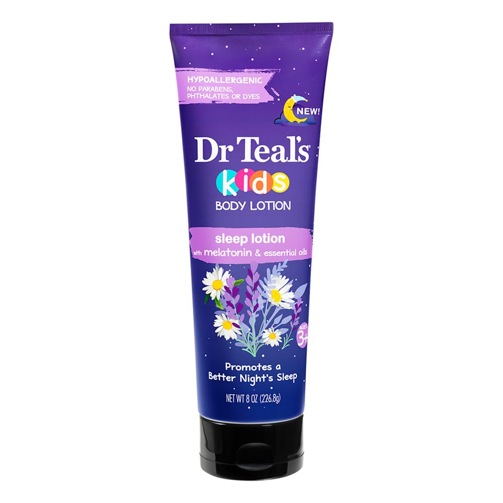 Dr Teal's - Loción corporal Kids Sleep con mezcla de melatonina y aceites esenciales, 8 onzas líquidas