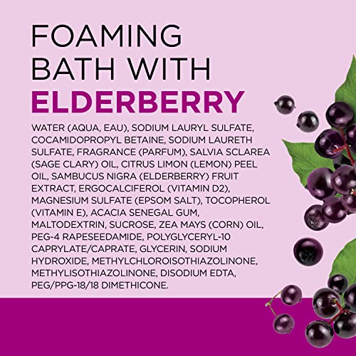 Dr Teal's - Baño espumoso con sal pura de Epsom, saúco negro con vitamina D, 34 onzas líquidas (paquete de 4)