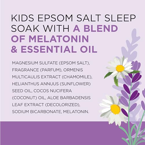 Dr Teal's - Sal de Epsom suave para niños, remojo para dormir con melatonina y mezcla de aceites esenciales, 2 libras (paquete de 3)