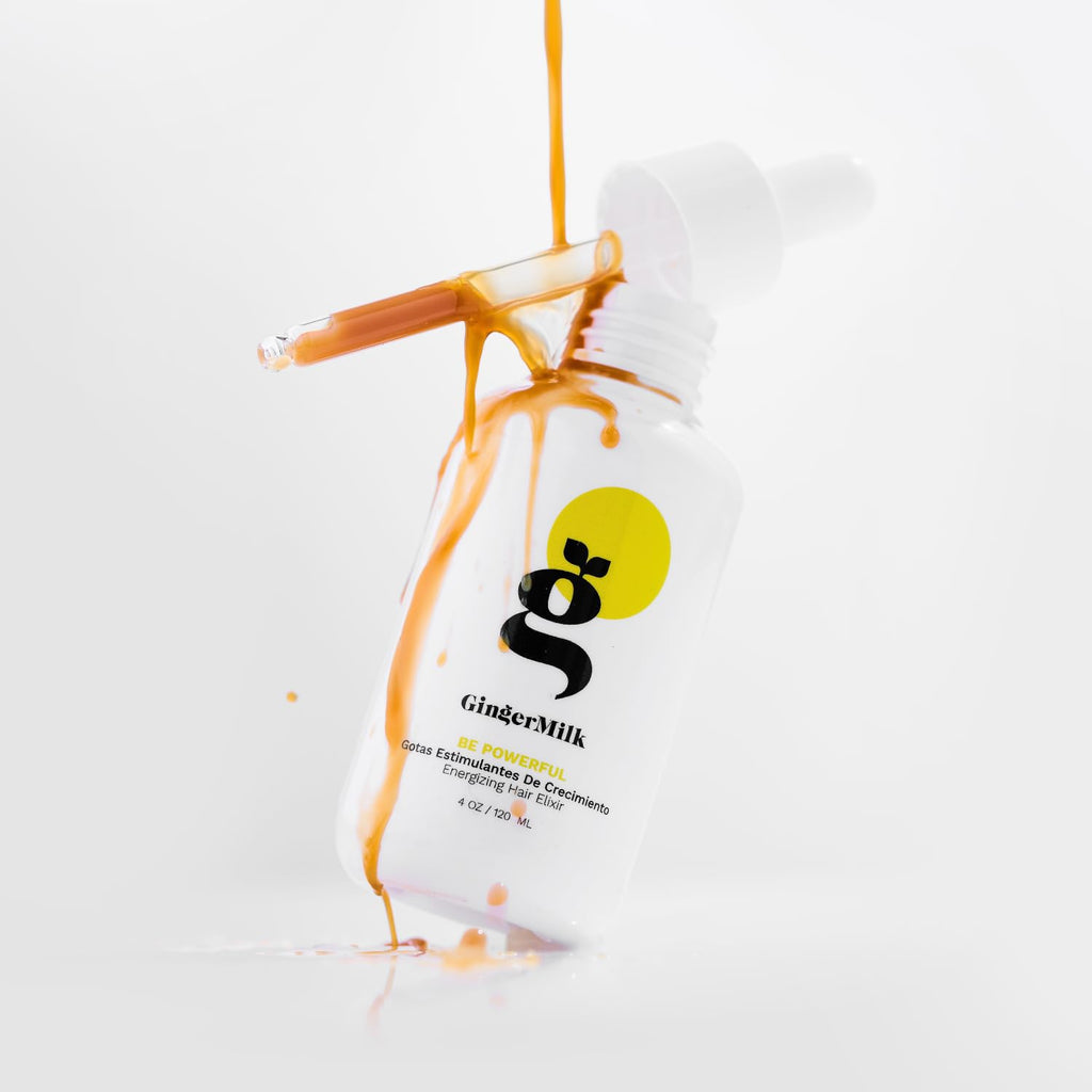Ginger Milk - Gotas de Extracto de raíz de jengibre | Gotas estimulantes del crecimiento y control de la pérdida de cabello | Serum Vegan Energizante Elixir para el cabello | Be Powerful (4 fl oz)