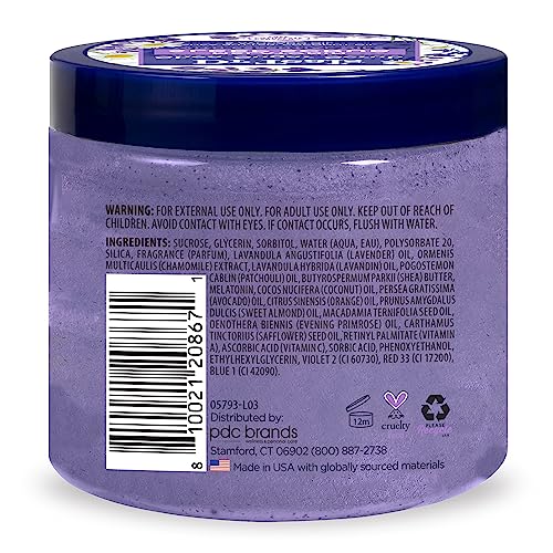 Dr Teal's - Exfoliante corporal de azúcar de karité, diurno/noche con vitamina C y mezcla para dormir, 19 onzas (paquete de 2)
