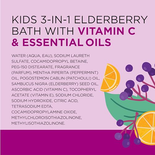 Dr Teal's - Baño de burbujas 3 en 1 para niños, gel de baño corporal y champú, Boost & Renovar saúco con vitamina C, 20 onzas líquidas (paquete de 3)