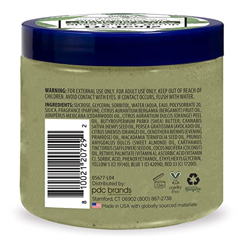 Dr Teal's - Exfoliante corporal de azúcar de karité, aceite de semilla de cáñamo de cannabis sativa con aceites esenciales, 19 onzas (paquete de 3)