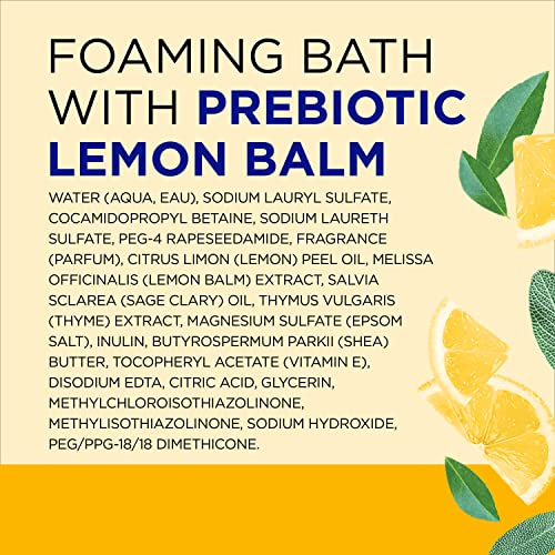 Dr Teal's - Baño espumoso con sal pura de Epsom, bálsamo de limón prebiótico y aceites esenciales, 34 onzas líquidas (paquete de 4)