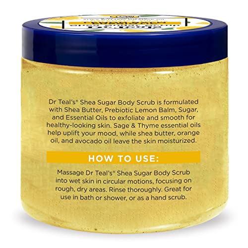 Dr Teal's - Exfoliante de azúcar de karité, bálsamo de limón prebiótico, 19 onzas (paquete de 3)