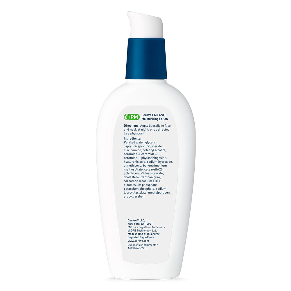 CeraVe - Loción hidratante facial PM Ultra ligero, PM