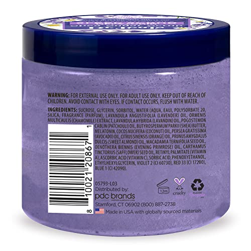 Dr Teal's - Exfoliante para dormir con azúcar de karité, con melatonina, lavanda y aceites esenciales, 19 onzas (paquete de 3)