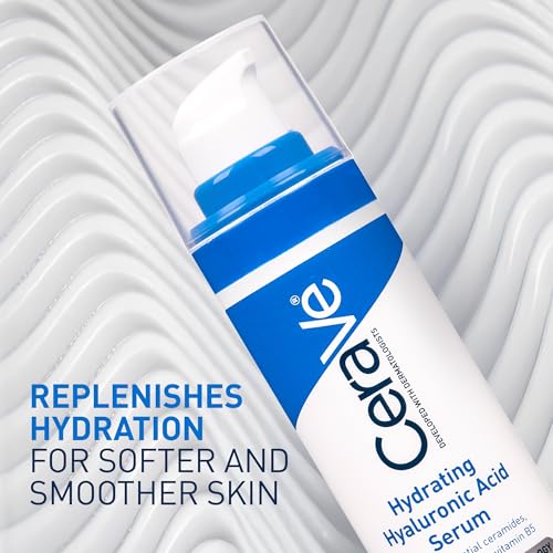 Cerave - Suero de ácido hialurónico para la cara con vitamina B5 y ceramidas, suero facial hidratante para piel seca, sin fragancia, 1 onza