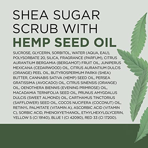 Dr Teal's - Exfoliante corporal de azúcar de karité, aceite de semilla de cáñamo de cannabis sativa con aceites esenciales, 19 onzas (paquete de 3)