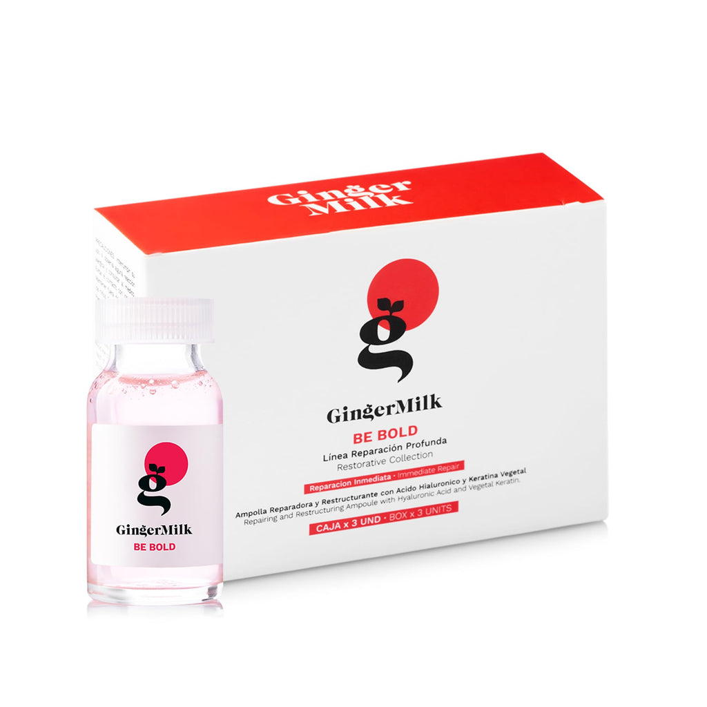 Ginger Milk - Ampolla de reparación del cabello con leche de jengibre con ácido hialurónico para tratamiento capilar dañado (paquete de 3 x 0.5 fl oz)