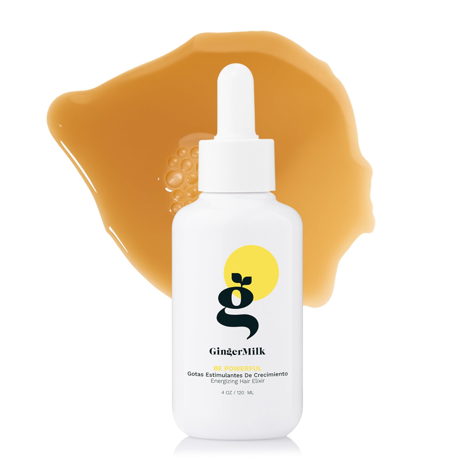 Ginger Milk - Gotas de Extracto de raíz de jengibre | Gotas estimulantes del crecimiento y control de la pérdida de cabello | Serum Vegan Energizante Elixir para el cabello | Be Powerful (4 fl oz)