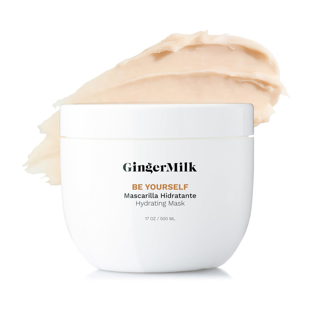 Ginger Milk - Mascarilla hidratante de jengibre para cabello rizado, ondulado y enroscado, fórmula nutritiva para rizos definidos, control del encrespamiento y brillo, sin sulfato, Be Yourself 17 onzas