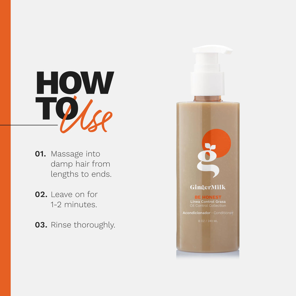 Ginger Milk - Shampoo y Conditioner para cabello graso y normal, limpieza profunda, equilibra los aceites del cuero cabelludo, nutre, hidrata, fortalece el cabello, sin sulfatos