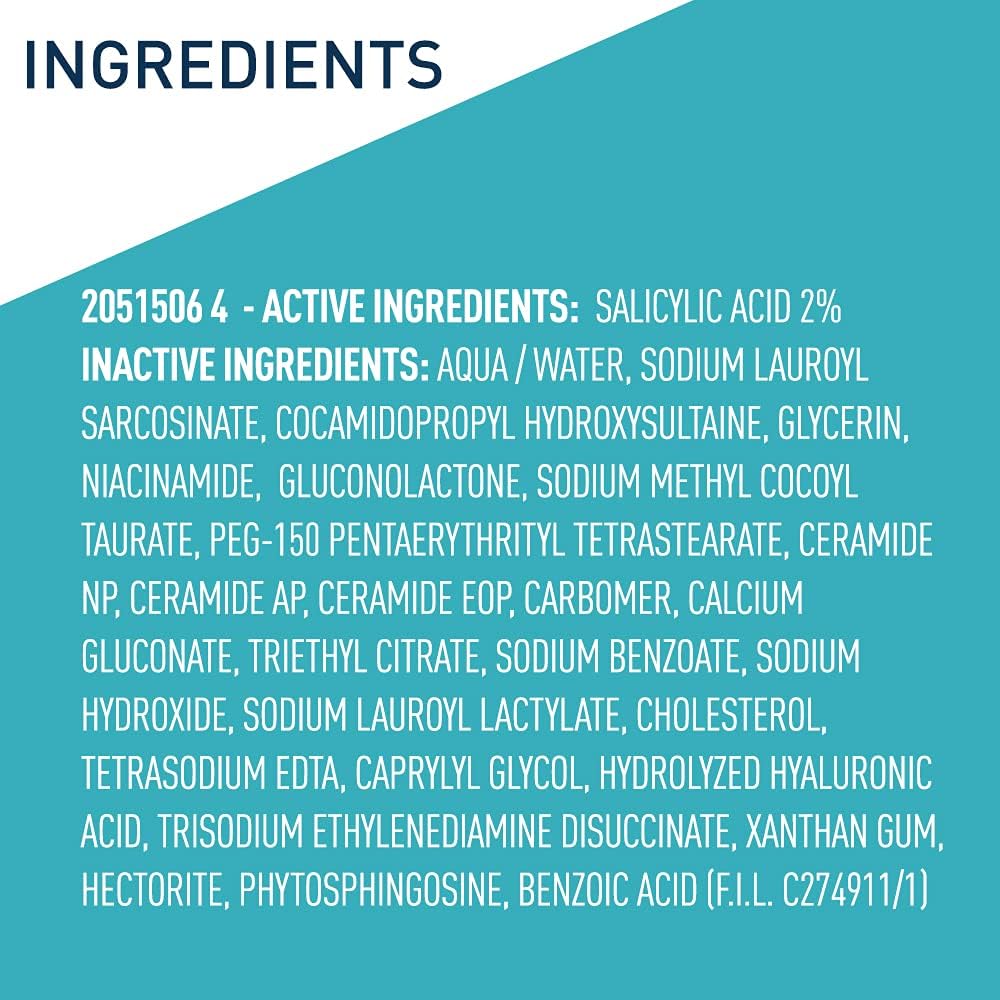 CeraVe - Tratamiento para el acné, limpiador de ácido salicílico con arcilla purificadora, niacinamida y ceramidas, control de poros y removedor de puntos negros, 8 onzas