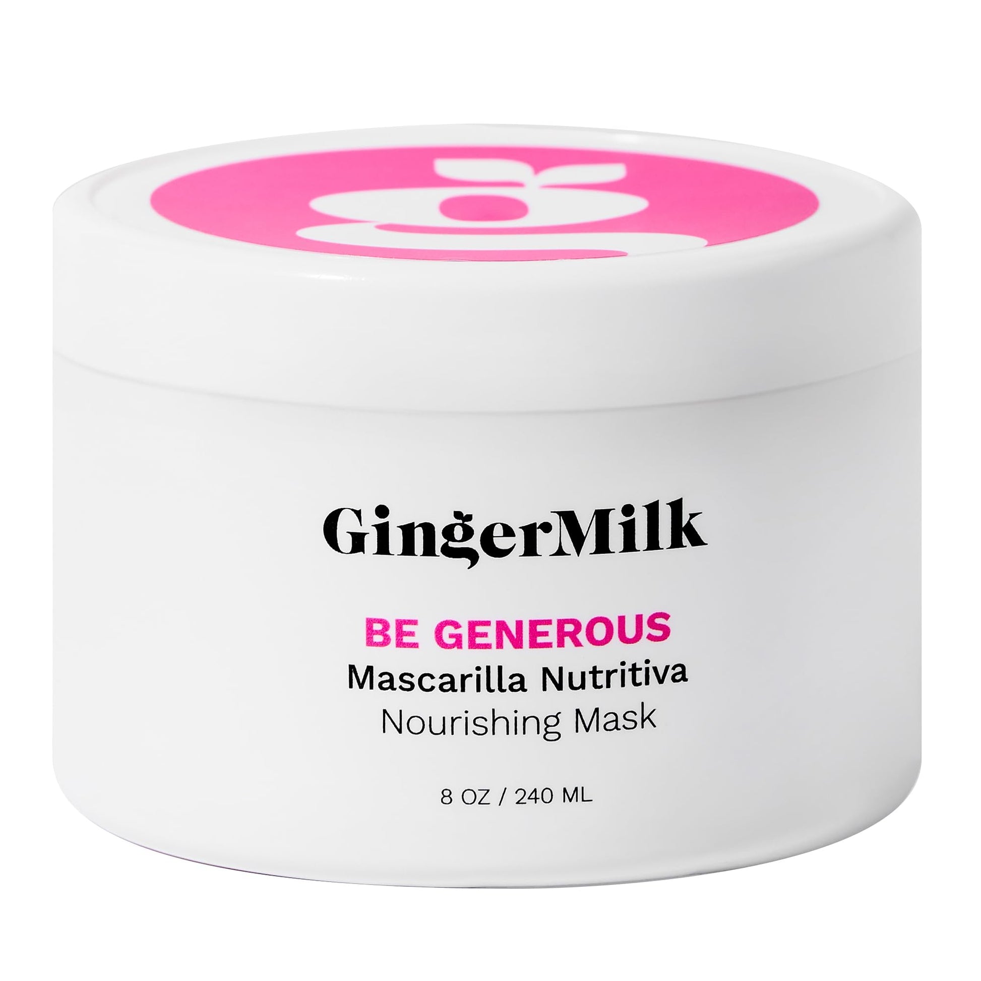 Ginger Milk - Mascarilla reparadora profunda para cabello seco y rizado, aceite de ricino, biotina, jengibre, sin sulfato, Be Generous by Ginger Milk - 8 onzas
