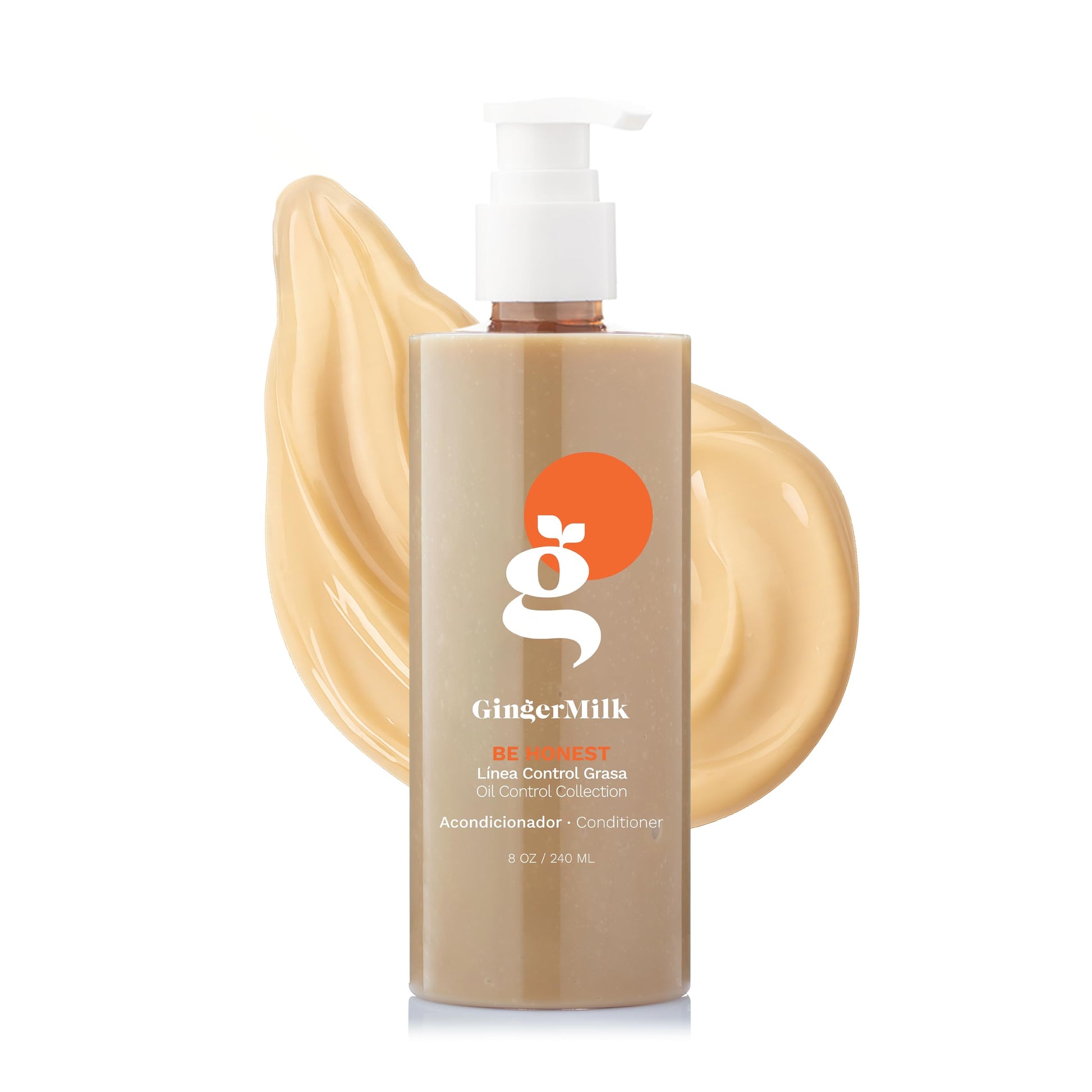 Ginger Milk -  Acondicionador BE HONEST para todo tipo de cabello. Rico en activos botánicos y vitaminas para una flexibilidad y brillo óptimos. (8.5 fl oz.)