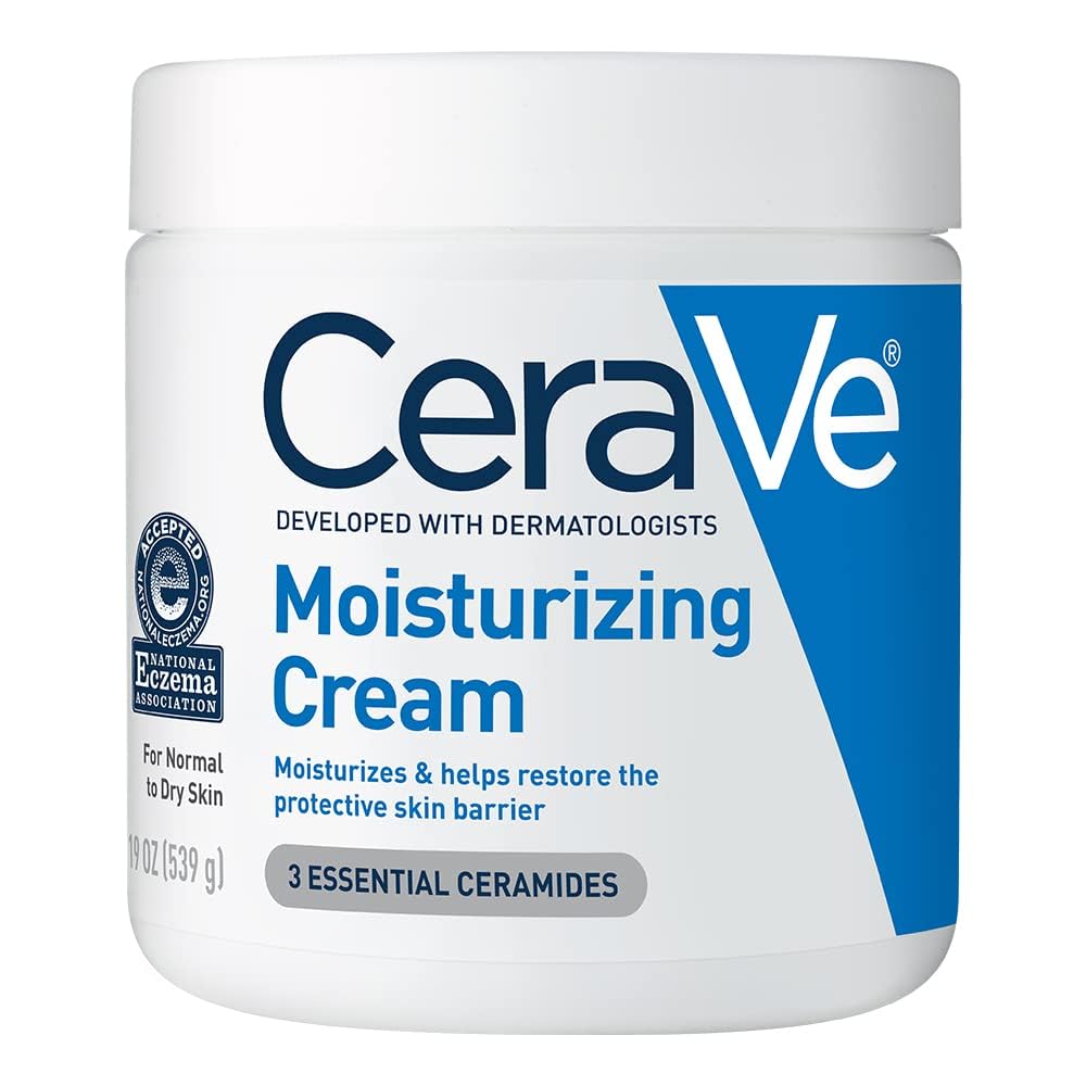 CeraVe - Crema hidratante para rostro y cuerpo para piel seca, con ácido hialurónico y ceramidas, de uso diario, sin aceite, sin fragancia, no comedogénica, 500 ml