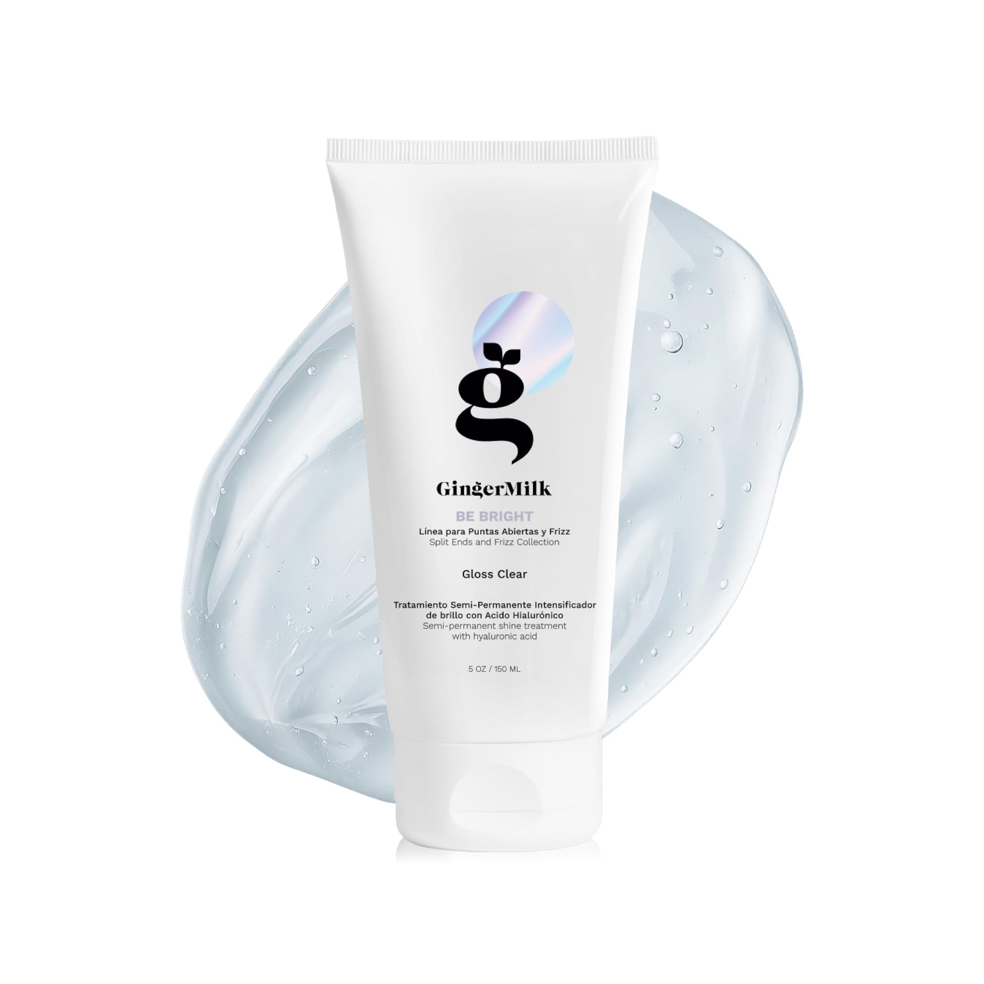 Ginger Milk - Brillo de cabello con tratamiento para mejorar el color y brillo claro con ácido hialurónico, color semipermanente para cabello opaco y seco sin sulfato, BE BRIGHT 5 fl oz, 5.1 fl oz