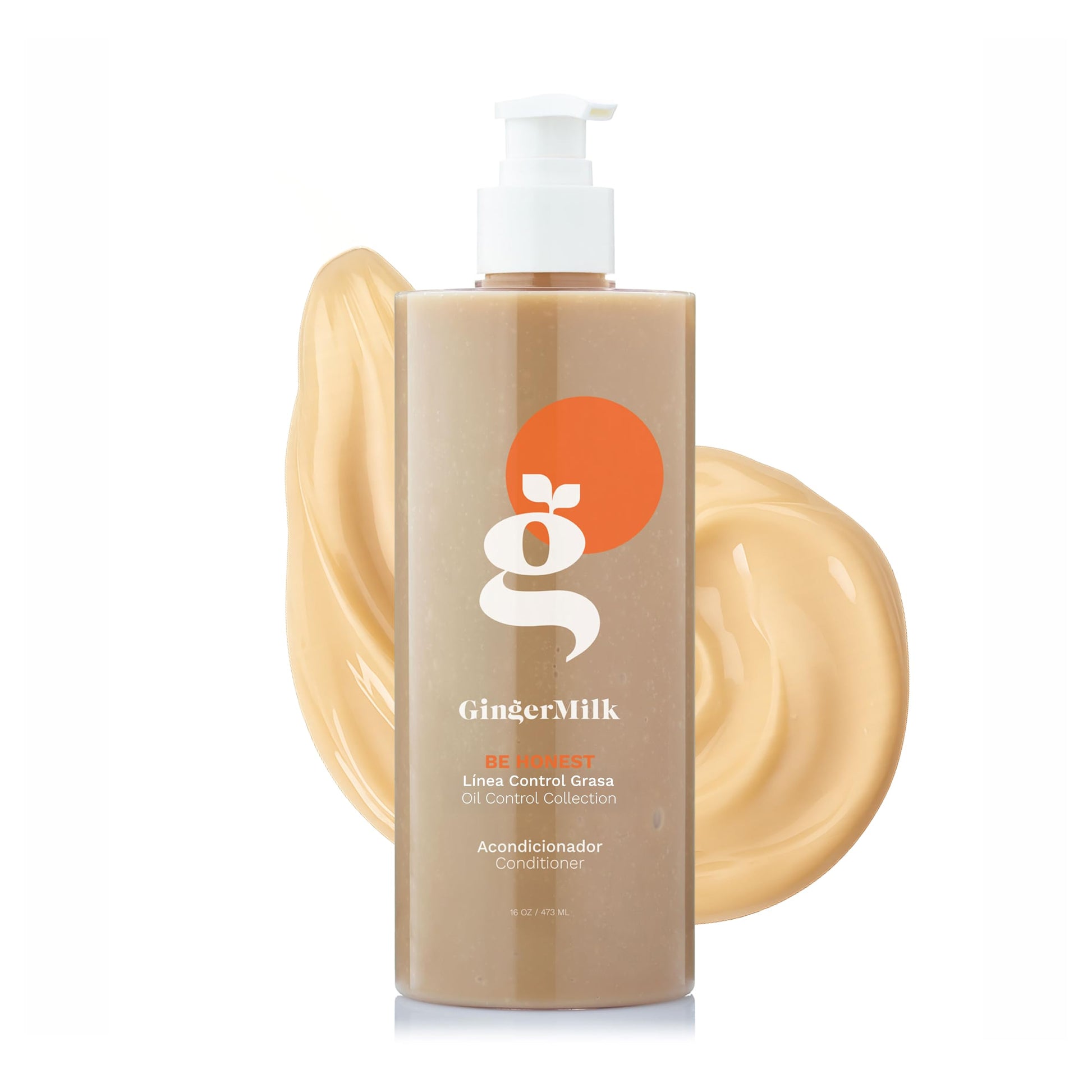 Ginger Milk - Acondicionador BE HONEST para todo tipo de cabello. Libre de parabenos, sal, alcohol, sulfatos. Rico en activos botánicos y vitaminas para una flexibilidad y brillo óptimos. 16oz