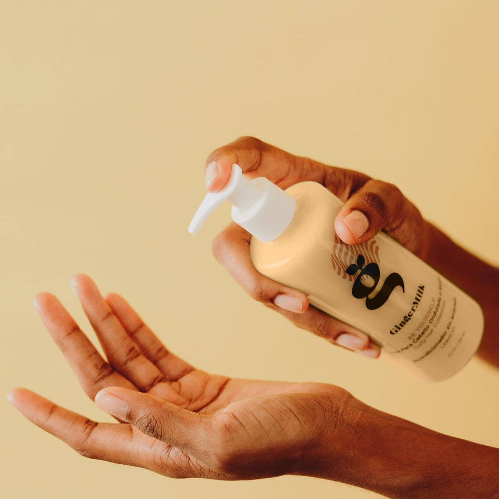 Ginger Milk - Gel definidor rizado de leche de jengibre para cabello rizado, ondulado y enroscado, hidrata, define y brilla | Potenciador natural de rizos Be Yourself 8.5 onzas