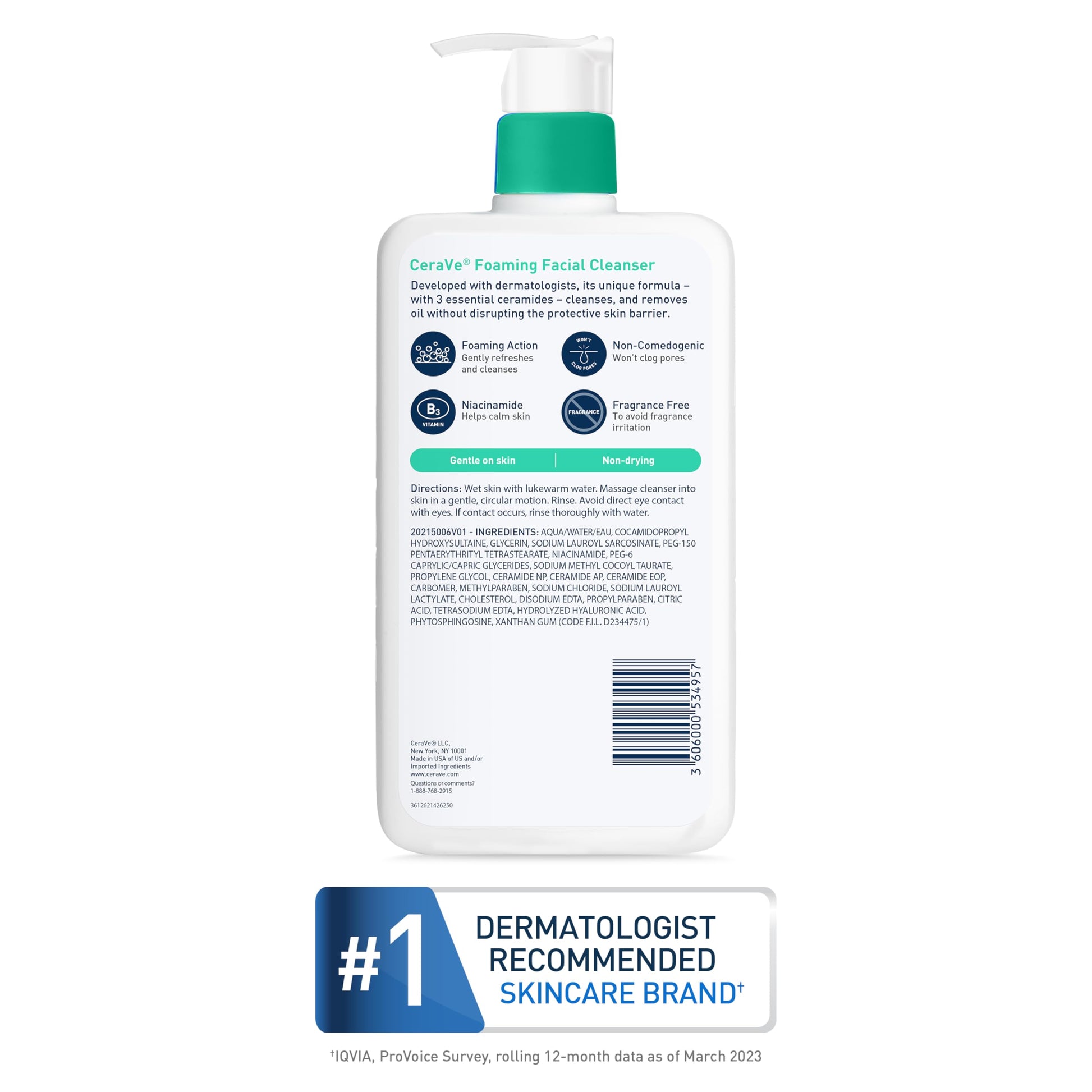 CeraVe - Limpiador facial espumoso, 16 onzas de CeraVe