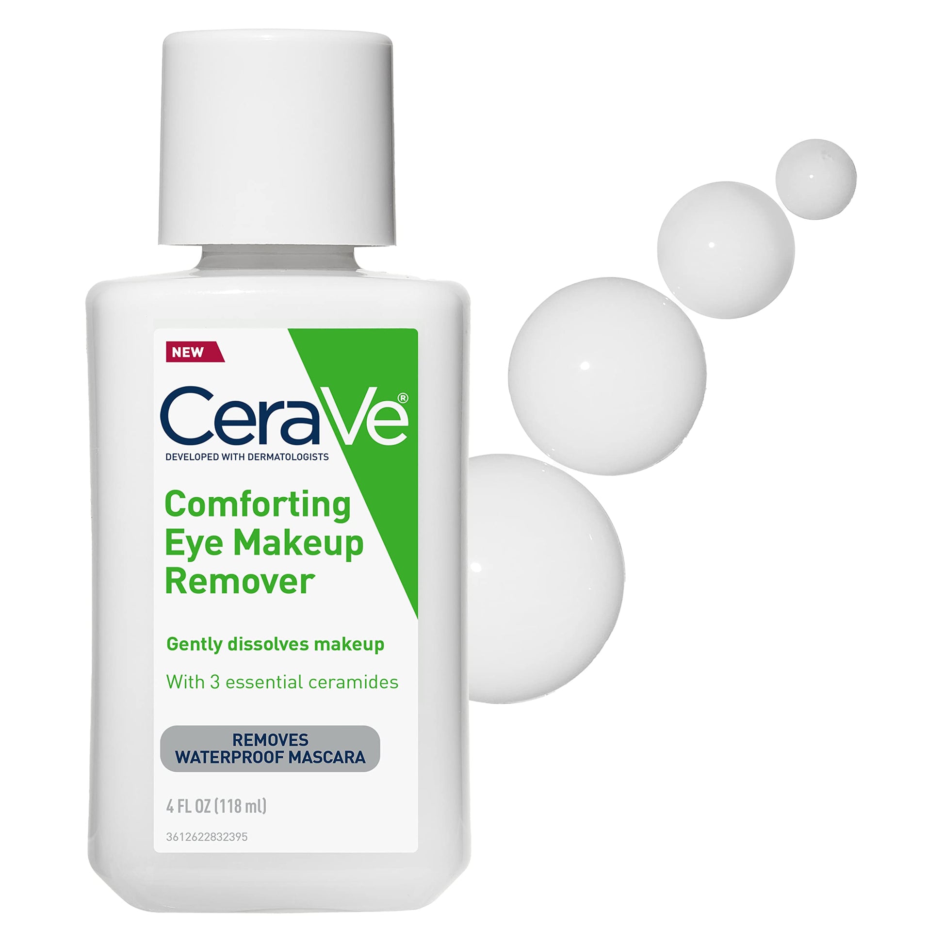 CeraVe - Removedor de maquillaje de ojos con ácido hialurónico y ceramidas, impermeable, no comedogénico, sin fragancia, no grasa y probado por oftalmólogos, 4 onzas