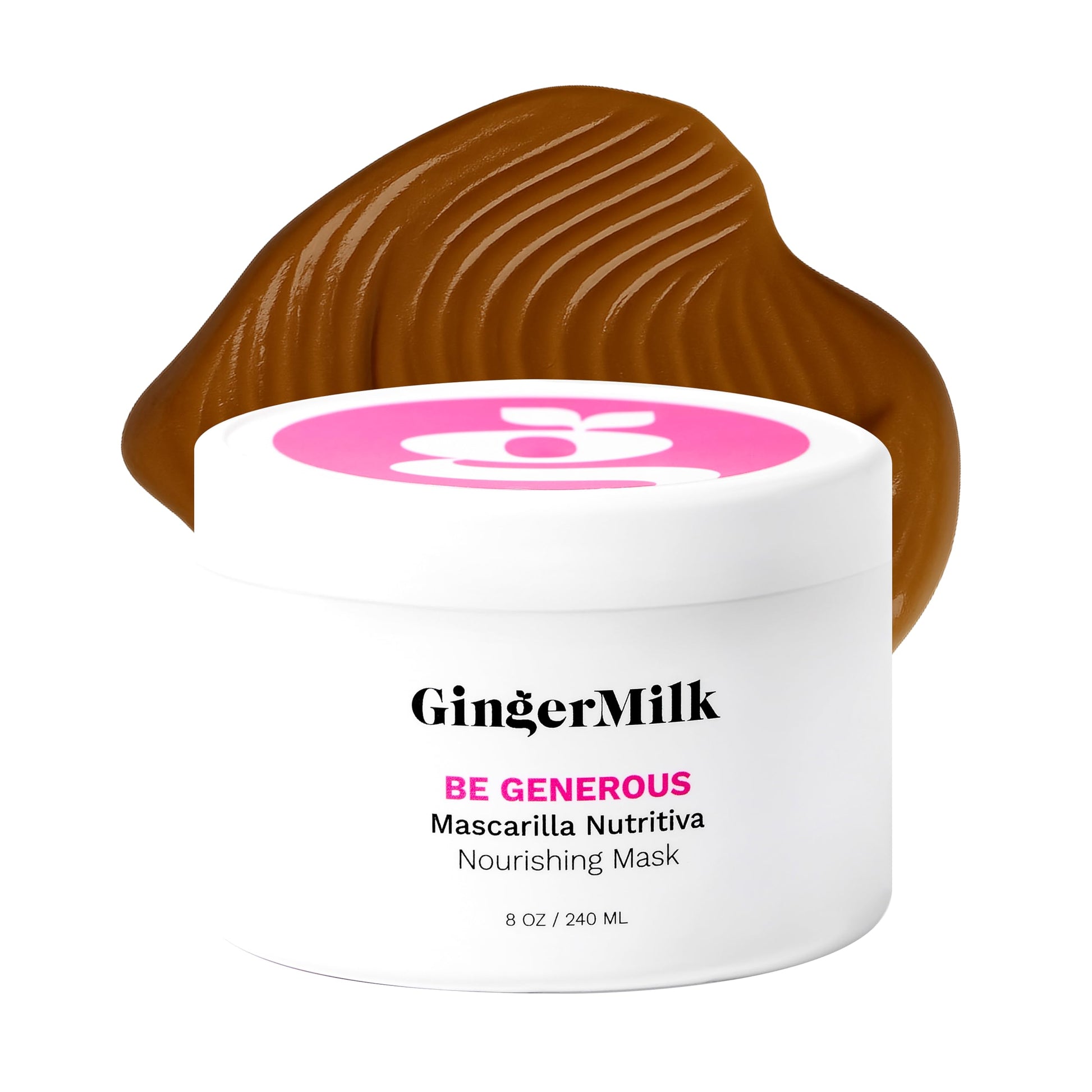 Ginger Milk - Mascarilla reparadora profunda para cabello seco y rizado, aceite de ricino, biotina, jengibre, sin sulfato, Be Generous by Ginger Milk - 8 onzas