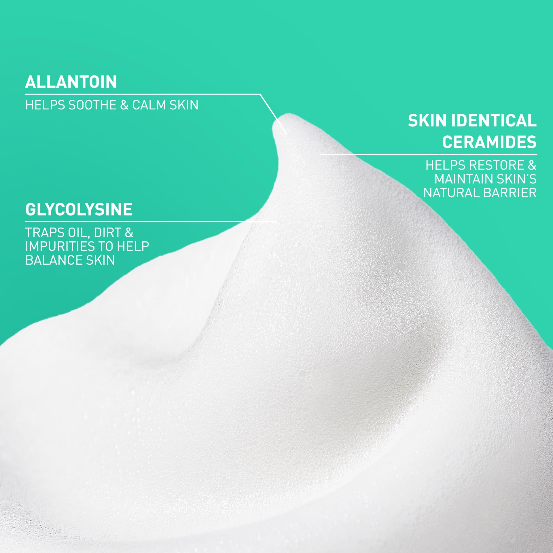 CeraVe - Jabón facial de espuma de aire equilibrante, limpiador facial espumoso para piel mixta, control de aceite de 8 horas + hidratación 24 horas, sin fragancia y no comedogénico, con glicolisina y 3