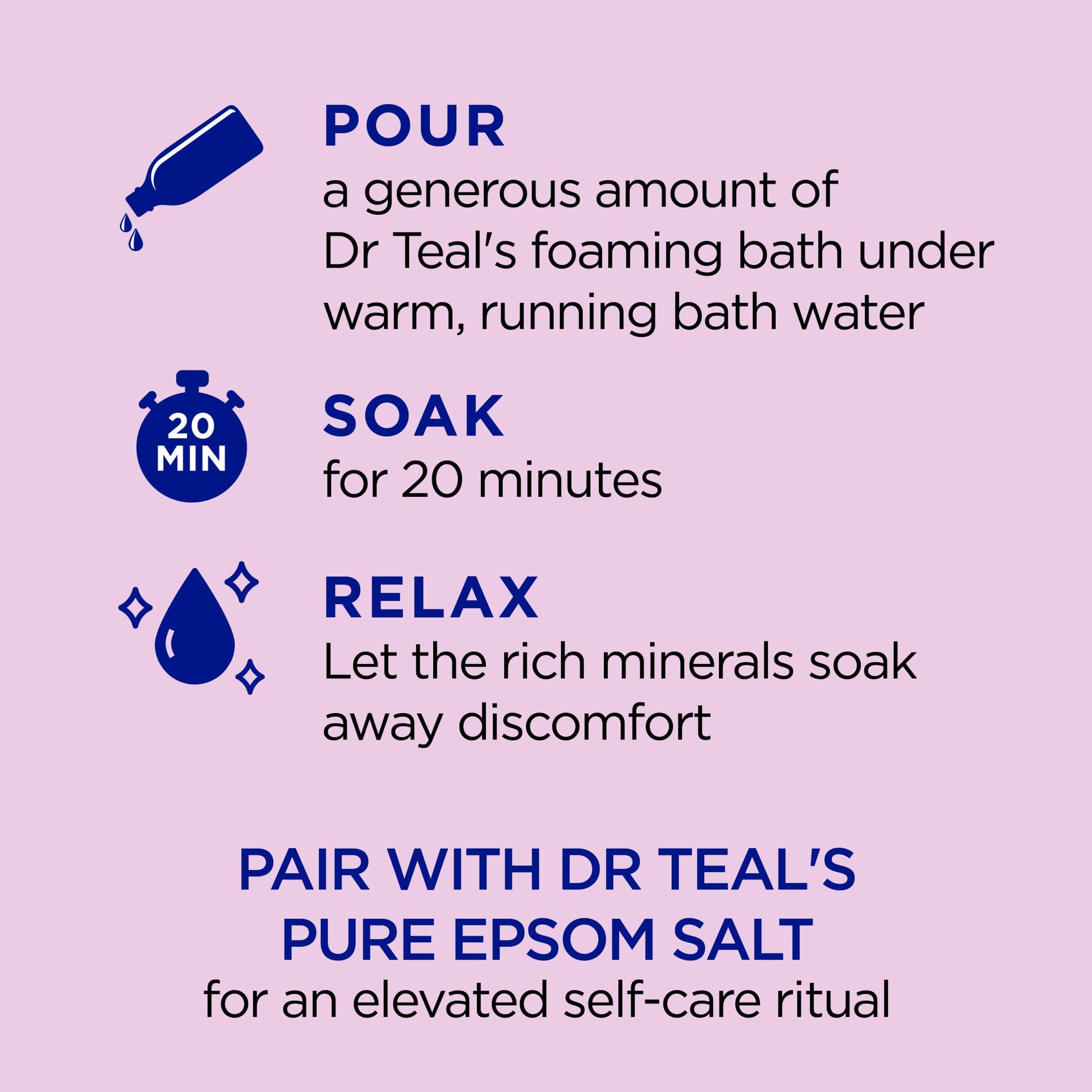 Dr Teal's - Baño espumoso con sal pura de Epsom, saúco negro con vitamina D, 34 onzas líquidas (paquete de 2)