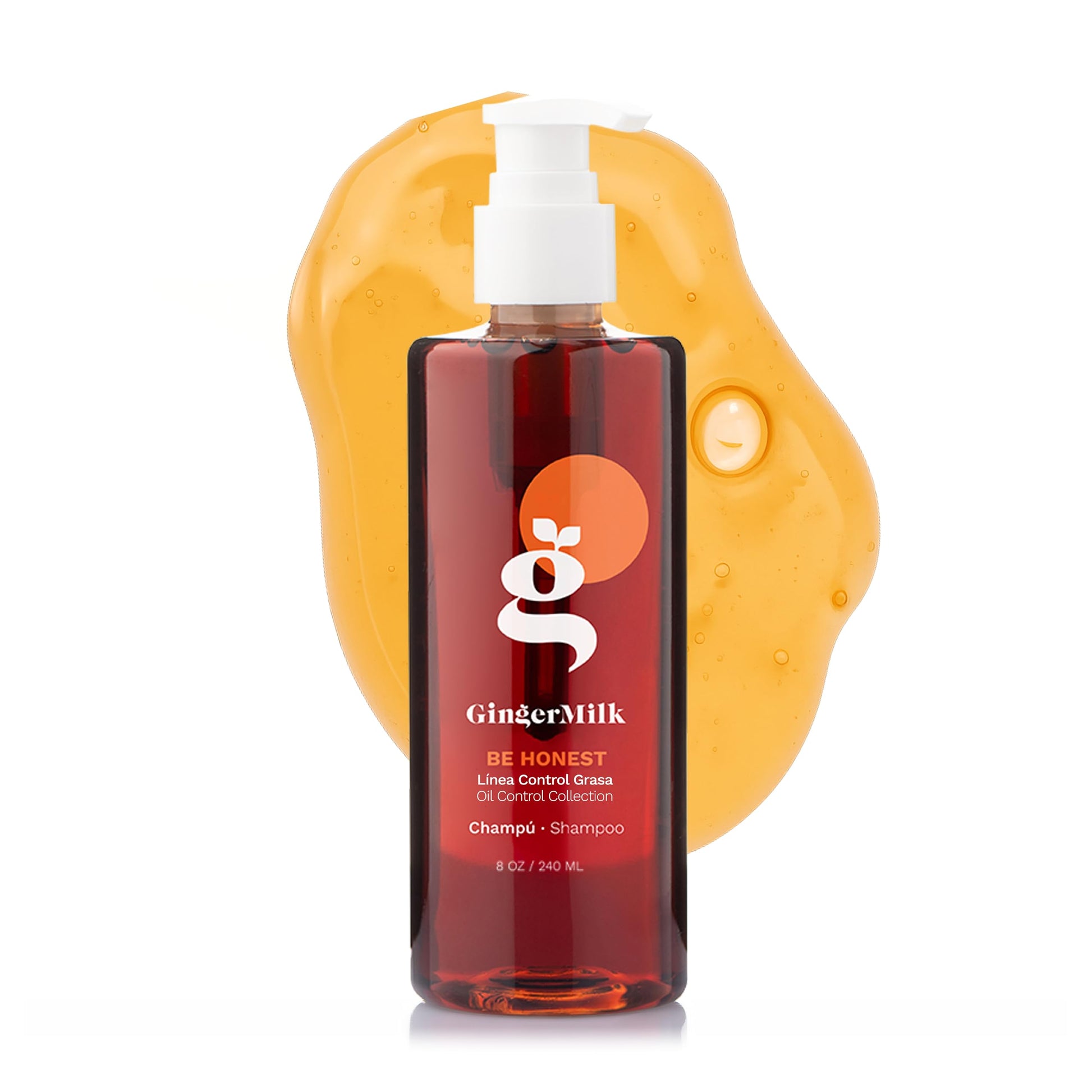 GINGER MILK - Shampoo para cabello graso, acumulación, puntas secas para todo tipo de cabello para mujeres y hombres, con una potente fórmula de jengibre | Be Honest (8 onzas líquidas)